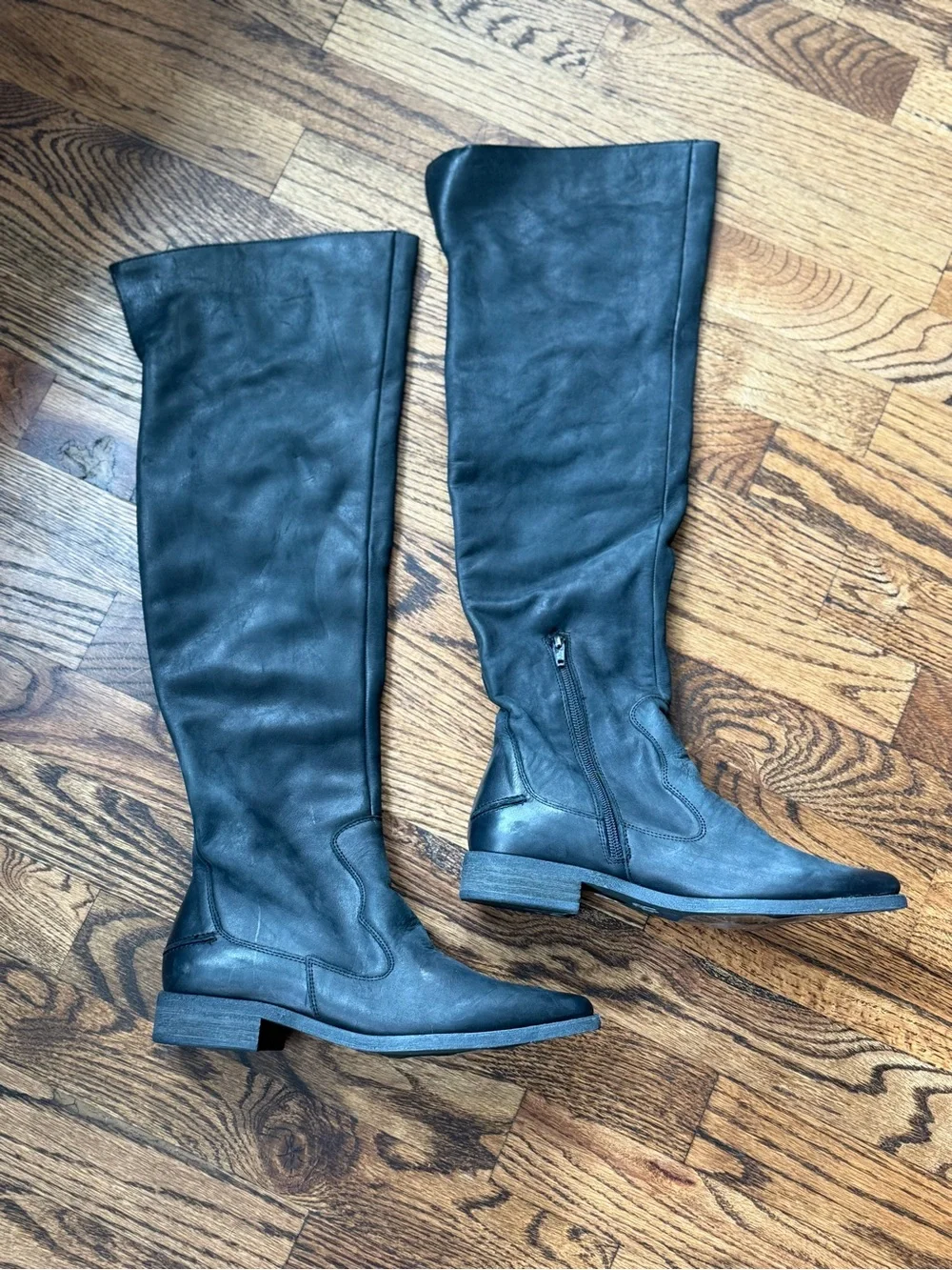 Free People Brenna Over the Knee Boots Black 36 Festival Rodeo Western Cowgirl